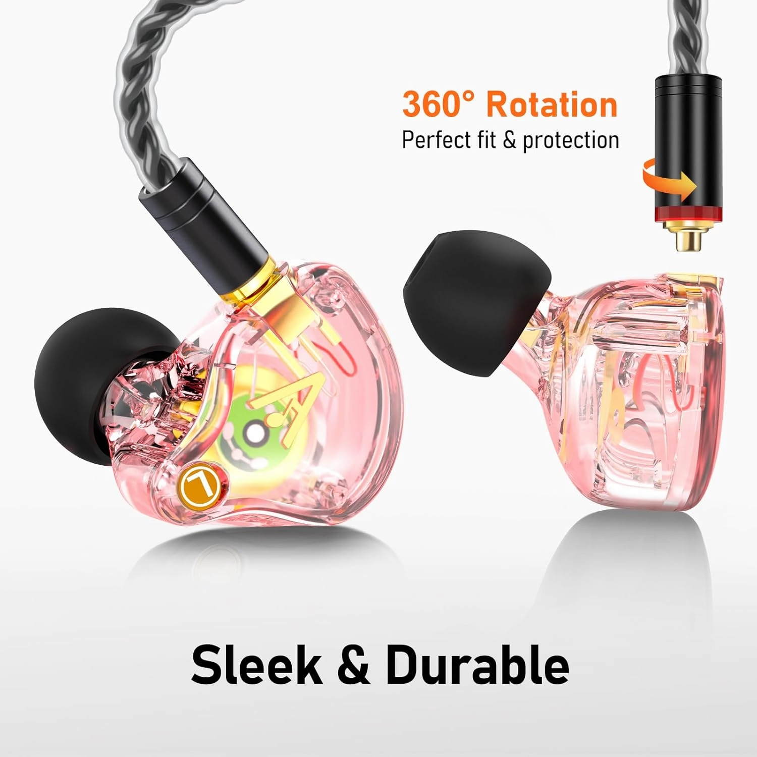 Vibes 202 Wired Earbuds - HiFi in Ear Monitor Headphones  Professional Noise-Isolating Ear Buds - Clear Sound, Deep Bass & Comfort-Fit IEM Earphones - MMCX to 3.5mm, Silver Plated Cord, Carrying Case