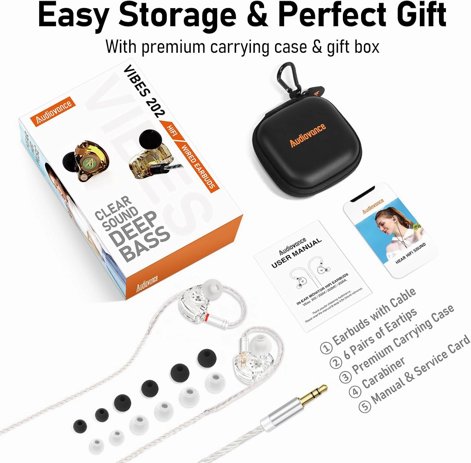 Vibes 202 Wired Earbuds - HiFi in Ear Monitor Headphones  Professional Noise-Isolating Ear Buds - Clear Sound, Deep Bass & Comfort-Fit IEM Earphones - MMCX to 3.5mm, Silver Plated Cord, Carrying Case