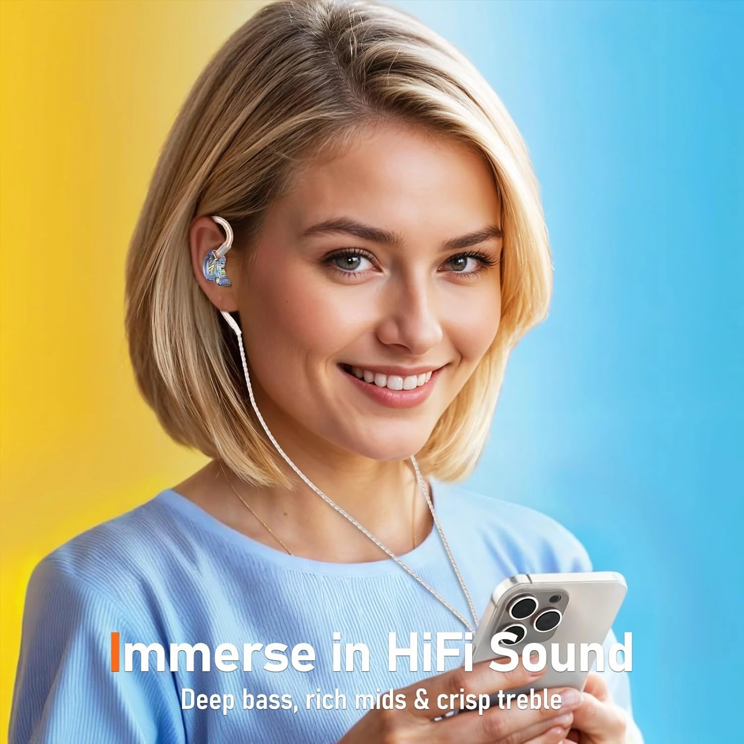 Vibes 202 Wired Earbuds - HiFi in Ear Monitor Headphones  Professional Noise-Isolating Ear Buds - Clear Sound, Deep Bass & Comfort-Fit IEM Earphones - MMCX to 3.5mm, Silver Plated Cord, Carrying Case