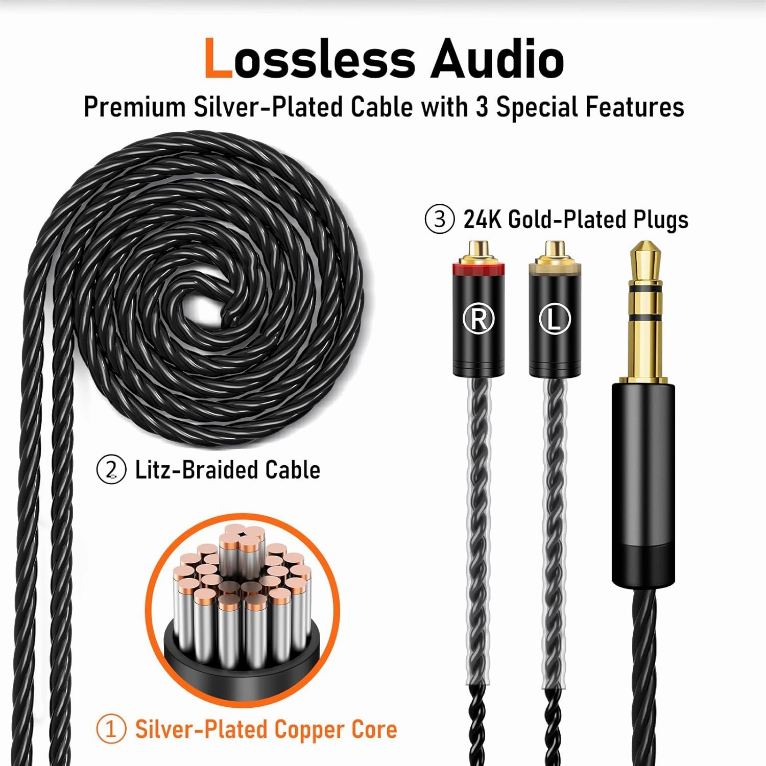 Vibes 202 Wired Earbuds - HiFi in Ear Monitor Headphones  Professional Noise-Isolating Ear Buds - Clear Sound, Deep Bass & Comfort-Fit IEM Earphones - MMCX to 3.5mm, Silver Plated Cord, Carrying Case