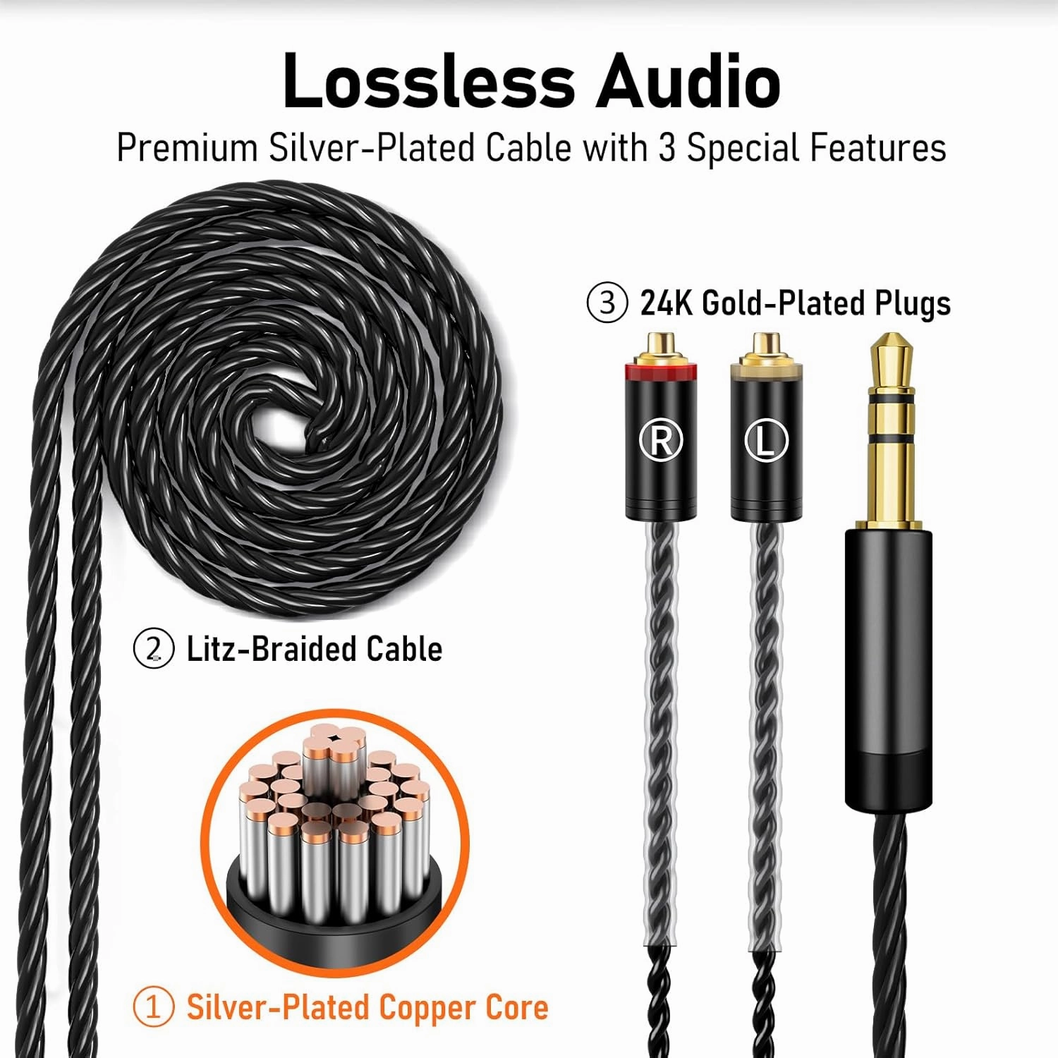 Vibes 202 Wired Earbuds - HiFi in Ear Monitor Headphones  Professional Noise-Isolating Ear Buds - Clear Sound, Deep Bass & Comfort-Fit IEM Earphones - MMCX to 3.5mm, Silver Plated Cord, Carrying Case