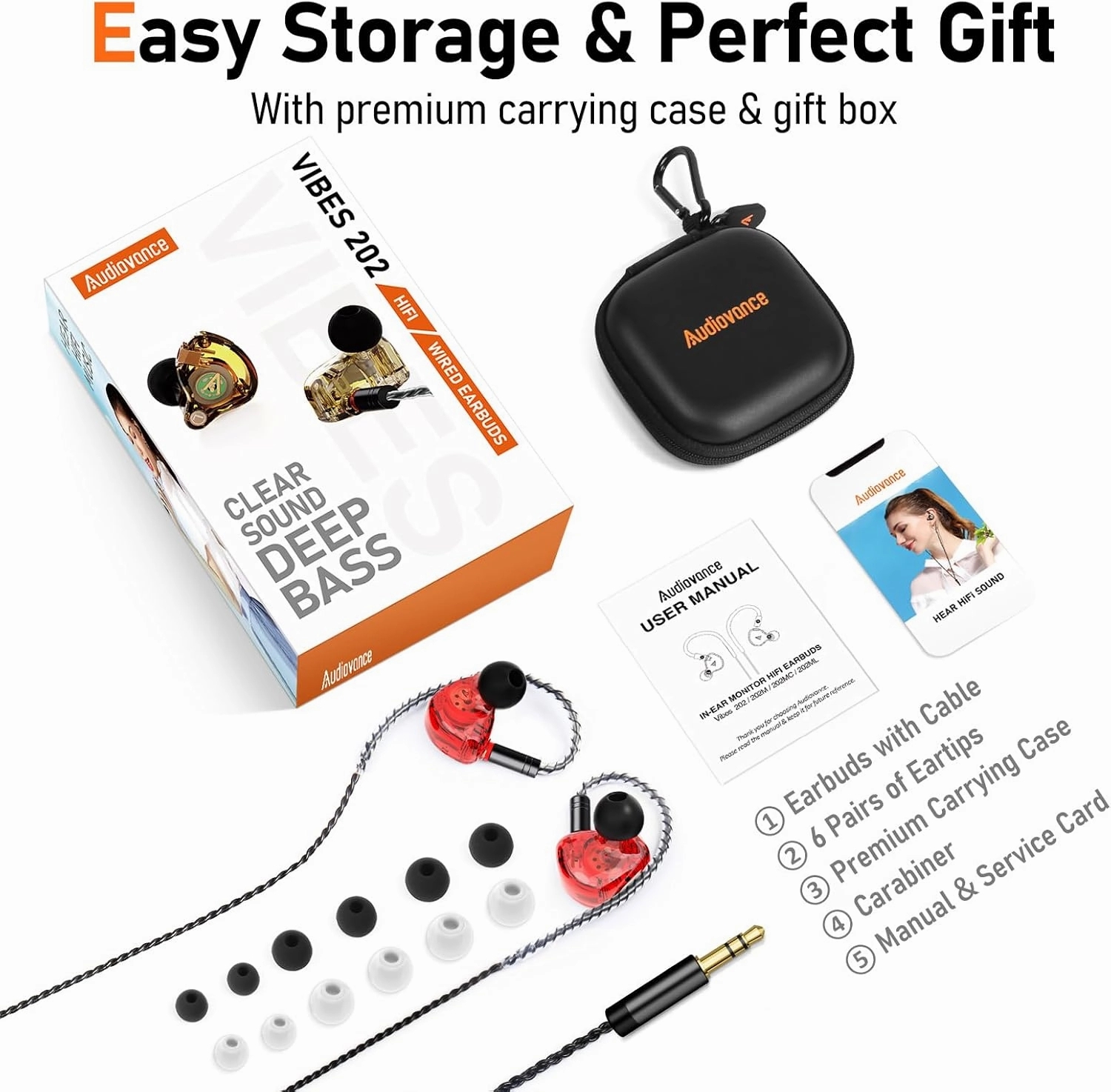 Vibes 202 Wired Earbuds - HiFi in Ear Monitor Headphones  Professional Noise-Isolating Ear Buds - Clear Sound, Deep Bass & Comfort-Fit IEM Earphones - MMCX to 3.5mm, Silver Plated Cord, Carrying Case