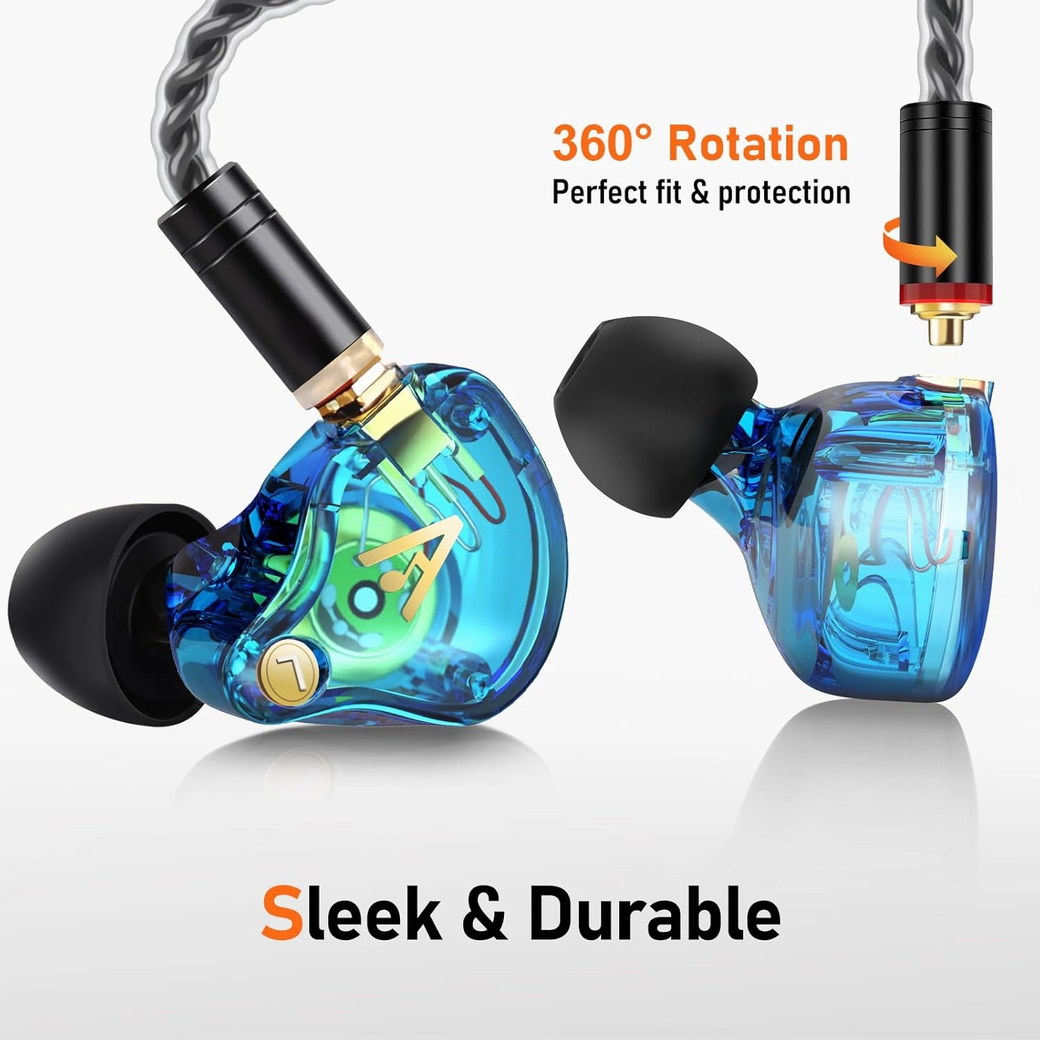 Vibes 202 Wired Earbuds - HiFi in Ear Monitor Headphones  Professional Noise-Isolating Ear Buds - Clear Sound, Deep Bass & Comfort-Fit IEM Earphones - MMCX to 3.5mm, Silver Plated Cord, Carrying Case