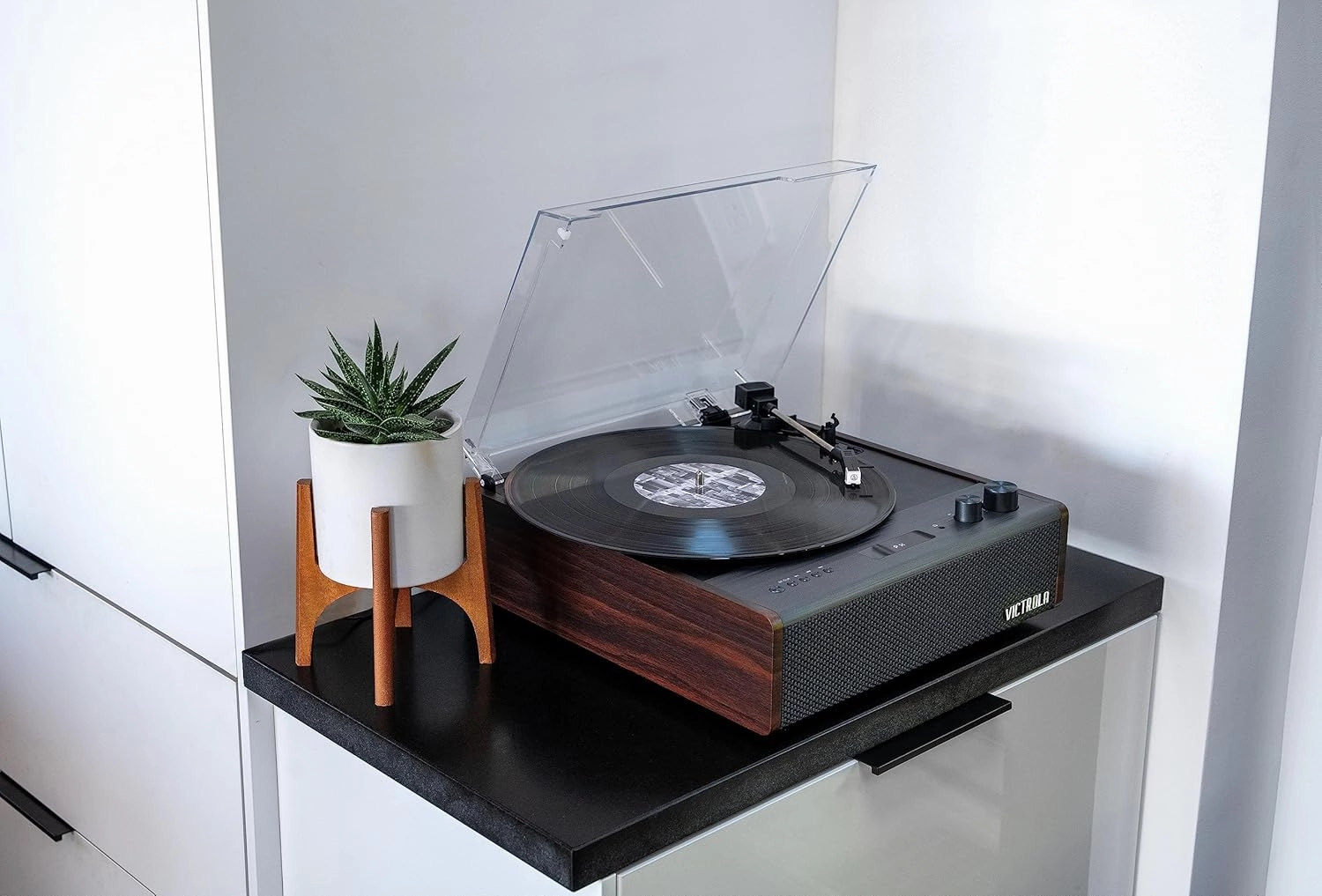 Victrola Eastwood Signature 3-Speed Bluetooth Turntable with Built-in Speakers and Dust Cover | Upgraded Turntable Audio Sound | Espresso (VTA-73-ESP)