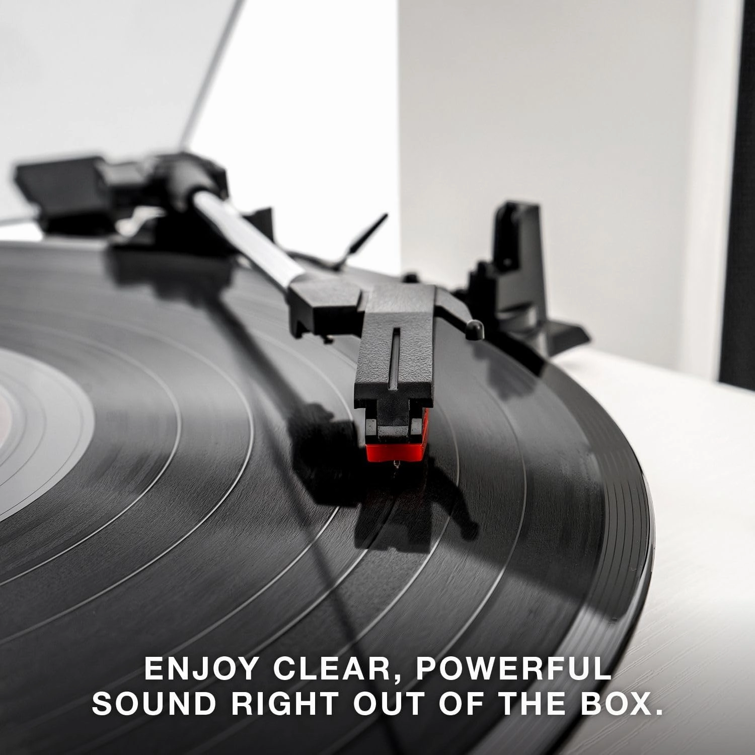 Victrola Montauk Vinyl Record Player, 3-Speed Belt Driven Turntable with Stereo Bluetooth Speaker Pair, RCA Output & 3.5mm Headphone Jack, Removable Dust Cover, Black Wood Finish