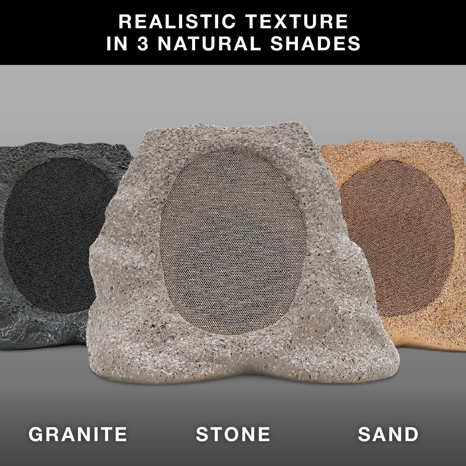 Victrola Rock Speaker Connect, Granite, Wireless Outdoor with Bluetooth 5.3, 22-Hour Battery Life, with Solar Charging, Link Up to 20 Rock Speakers, IP65 Water & Dust Resistant