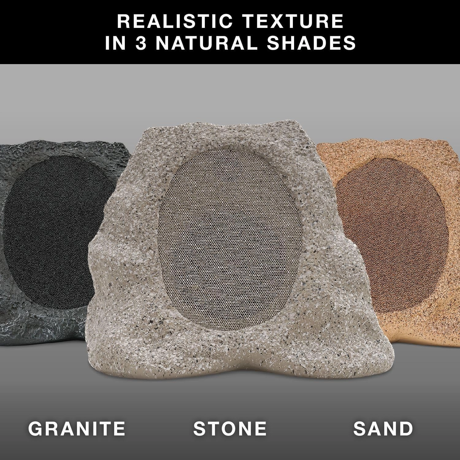 Victrola Rock Speaker Connect, Stone, Wireless Outdoor with Bluetooth 5.3, 22-Hour Battery Life, with Solar Charging, Link Up to 20 Rock Speakers, IP65 Water & Dust Resistant