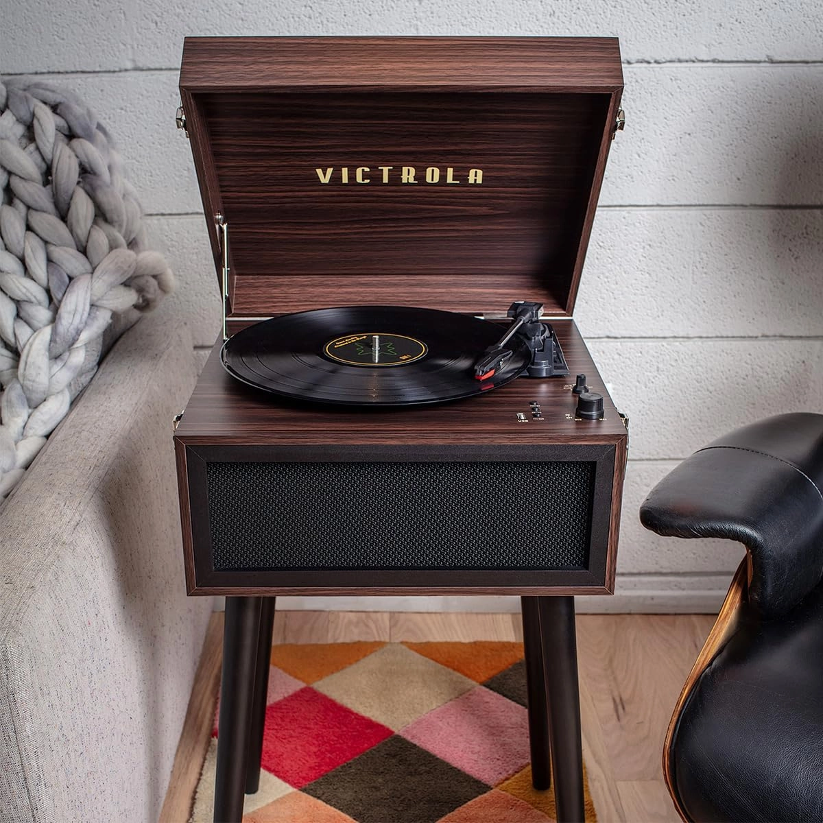 Victrola VTA-75-ESP Liberty 5-in-1 Turntable Music EntertainmentCenter with Bluetooth Wireless FM Radio USB Recorder Wood (Espresso)