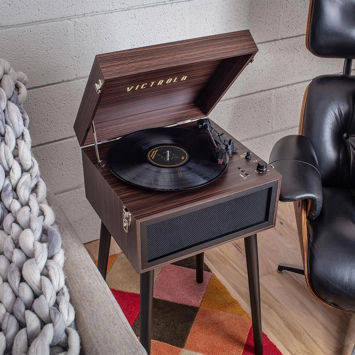 Victrola VTA-75-ESP Liberty 5-in-1 Turntable Music EntertainmentCenter with Bluetooth Wireless FM Radio USB Recorder Wood (Espresso)