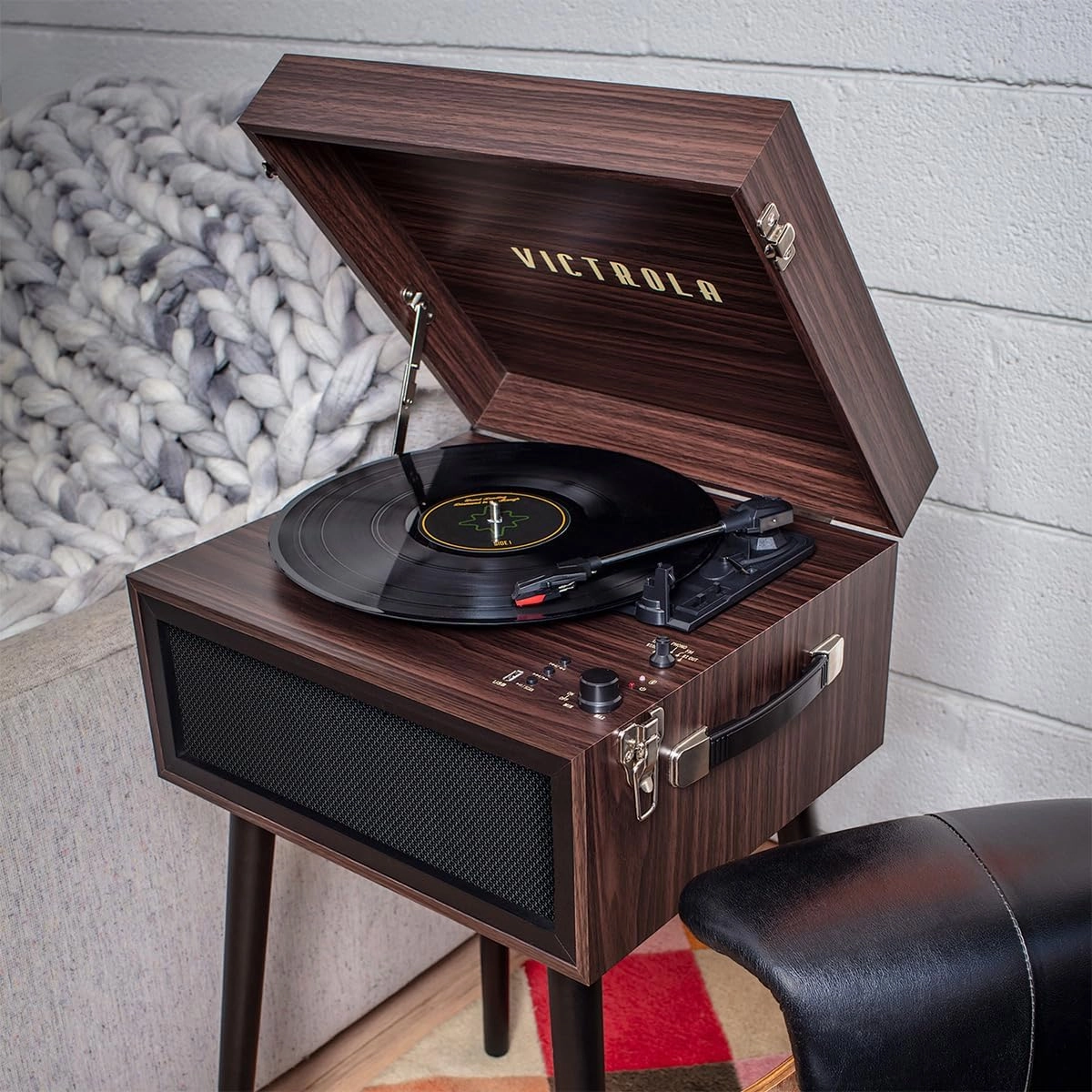Victrola VTA-75-ESP Liberty 5-in-1 Turntable Music EntertainmentCenter with Bluetooth Wireless FM Radio USB Recorder Wood (Espresso)