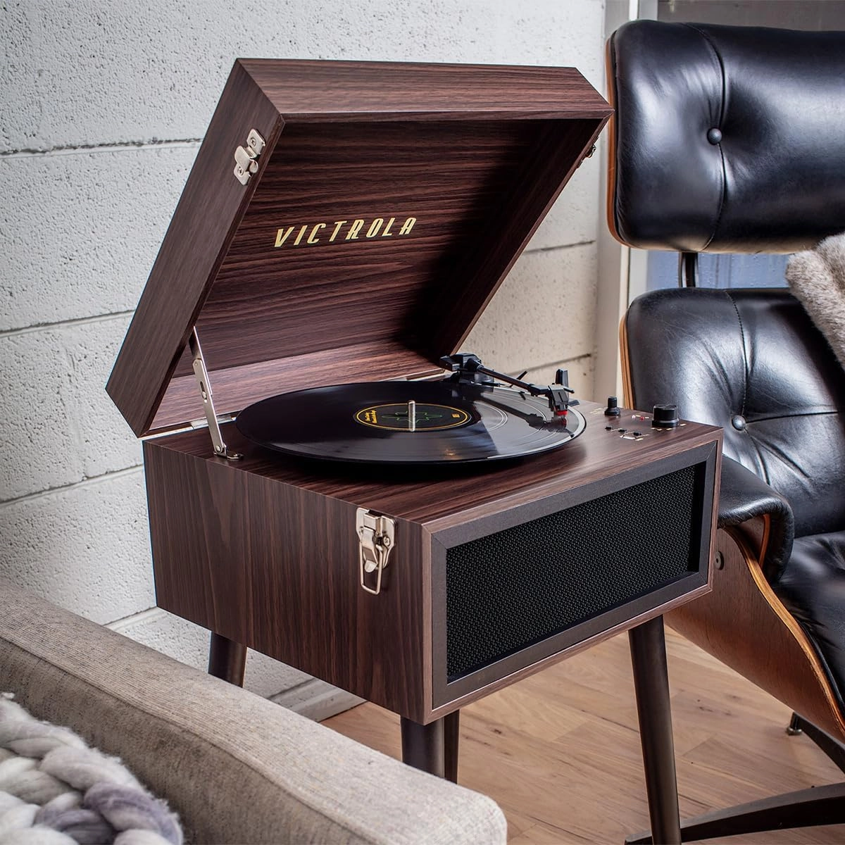Victrola VTA-75-ESP Liberty 5-in-1 Turntable Music EntertainmentCenter with Bluetooth Wireless FM Radio USB Recorder Wood (Espresso)