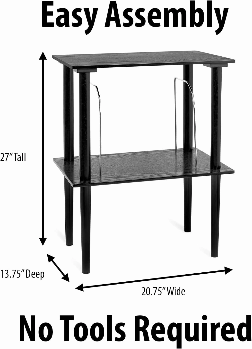 Victrola Wooden Stand for Wooden Music Centers with Record Holder Shelf, Black