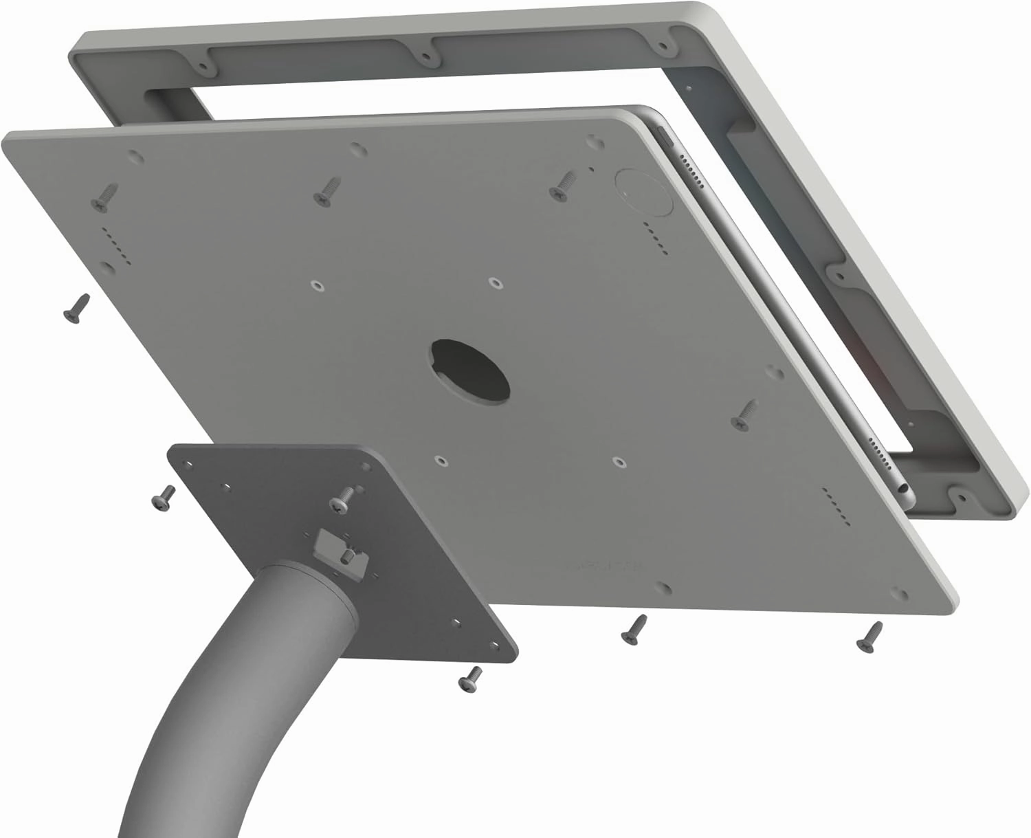 VidaMount Light Grey Home Button Covered Enclosure and Floor Stand [Bundle] Compatible with iPad Pro 12.9" (1st/2nd Gen)