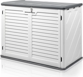 VINGLI Outdoor Storage Shed, Resin Storage Cabinet with Lockable Design, Weatherproof Tool Shed with HDPE Material, Resin Deck Box for Garden Tools, Pool Equipment, Garbage Cans, White (31.5 Cu.ft) equipment cabinet,AV gear cabinet,component enclosure,