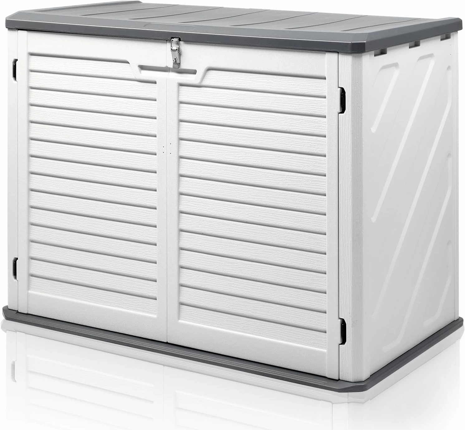 VINGLI Outdoor Storage Shed, Resin Storage Cabinet with Lockable Design, Weatherproof Tool Shed with HDPE Material, Resin Deck Box for Garden Tools, Pool Equipment, Garbage Cans, White (31.5 Cu.ft) equipment cabinet,AV gear cabinet,component enclosure,