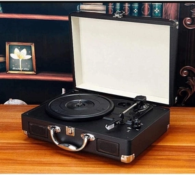 Vintage 3-Speed Turntable Record Player with Stereo Speakers, Bluetooth, USB, RCA & Headphone Jack Output balanced output player,audiophile player,hi-res digital player,