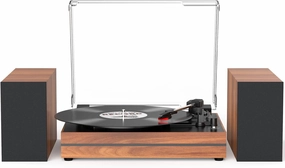 Vintage Record Player for Vinyl with External Speakers Belt-Drive Retro Turntables for Vinyl Records Dual Stereo Speakers LP Vinyl Players 3 Speed Wireless AUX-in Headphone Auto Stop Classic Red belt-drive turntable,vinyl record player,audiophile turntable