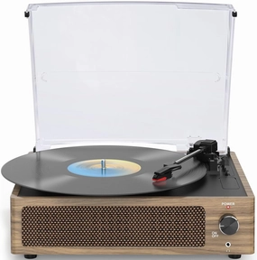 Vintage Record Player for Vinyl with Speakers Turntable Vinyls Records Belt-Driven LP Phonograph Support 3-Speed BT Wireless Playback AUX-in Headphone RCA Line Sound Enjoyment Retro Wood Cyan belt-drive turntable,vinyl record player,audiophile turntable,