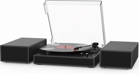 Vintage Record Player with External Dual Stereo Speakers Belt Drive 3-Speed Vinyl Turntable with Bluetooth Wireless Playback Record Player Support RCA Out & Auto Stop belt-drive turntable,vinyl record player,audiophile turntable,