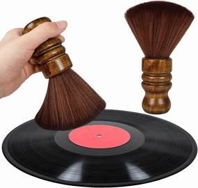 Vinyl Record Cleaner Brush, Anti Static Dust Remover with Fine Fiber Bristles, Wood Record Brush Accessories for Vinyl Albums LP CD Cartridge (Dark Brown) record cleaning kit,vinyl cleaner,stylus brush set,