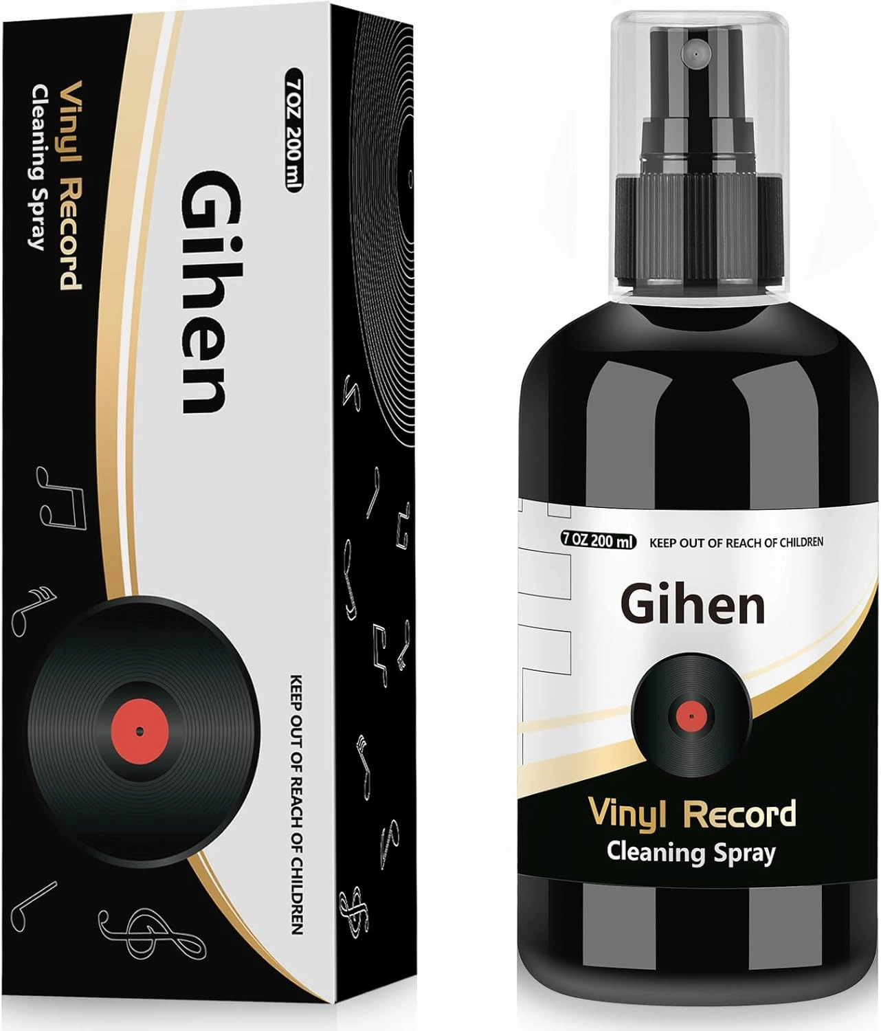 Vinyl Record Cleaner for Albums and Record Player ( 7 OZ ), Vinyl Record Cleaning Fluid Remove Dust, Fingerprints, Slight Oil Stains and Static Electricity, Vinyl Record Cleaning Solution (200 ml) record cleaning kit,vinyl cleaner,stylus brush set,