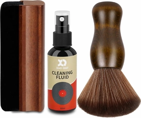 Vinyl Record Cleaner Kit - 5-in-1 Vinyl Records Cleaning Kit Includes Soft Velvet Record Brush, Cleaning Liquid, Nano Fiber Record Cleaning Brush, Cleaning Cloth and Storage Bag record cleaning kit,vinyl cleaner,stylus brush set,