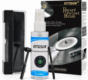Vinyl Record Cleaner Kit Anti-Static Velvet Brush with Small Stylus Cleaner Brush 60ml Cleaner Spray Liquid for LP Vinyl Records Daily Maintenance Keep Great Sounding Extent Life record cleaning kit,vinyl cleaner,stylus brush set,