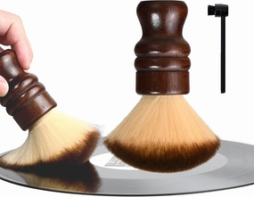 Vinyl Record Cleaning Brush with Stylus Brush - Anti Static Soft Record Cleaning Kit for LPs Albums Record Players - Retro Wooden Handle Record Brush - High Density Microfiber Bristles Vinyl Brush record cleaning kit,vinyl cleaner,stylus brush set,