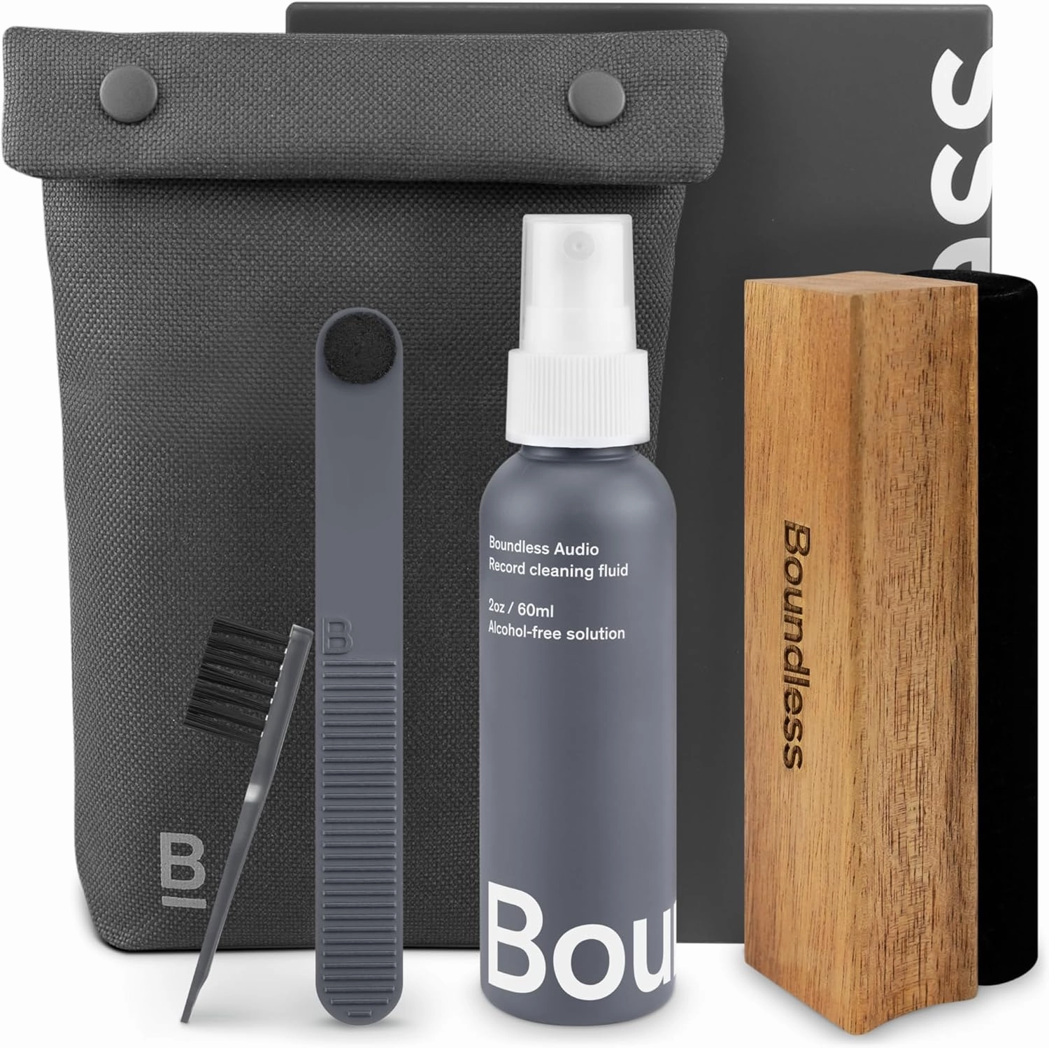 Vinyl Record Cleaning Kit - 5-in-1 Vinyl Cleaning Kit Includes Velvet Record Brush, Stylus Cleaner, Cleaner Solution, Nylon Brush & Storage Bag record cleaning kit,vinyl cleaner,stylus brush set,
