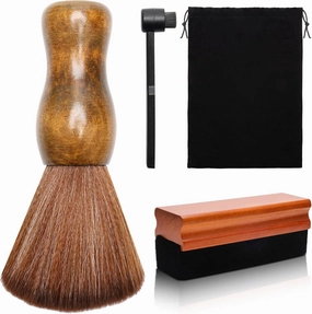 Vinyl Record Cleaning Kit, Bettoor 3-in-1 Record Cleaner, Clean Brush for Vinyl Record, Includes Velvet Brush, Microfiber Brush, Stylus Brush & Storage Pouch record cleaning kit,vinyl cleaner,stylus brush set,