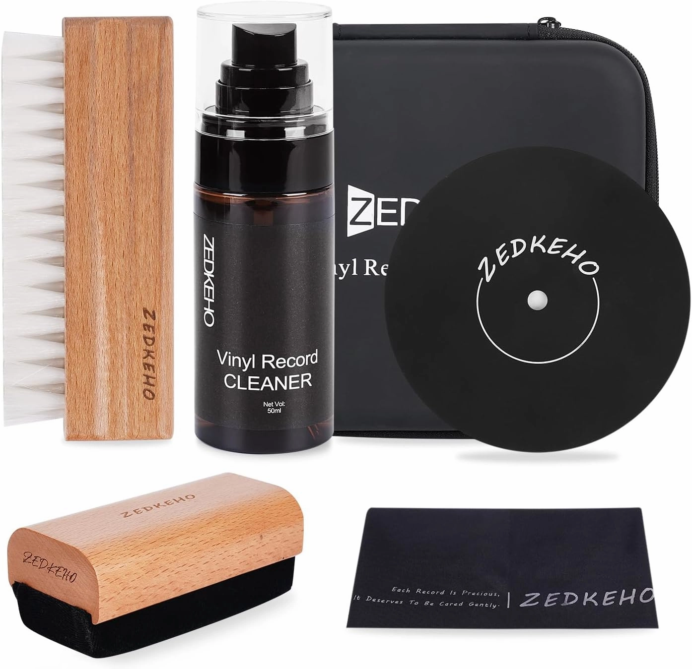 Vinyl Record Cleaning Kit: Complete 6-in-1 Record Cleaning Kit, Velvet Brush, Vinyl Record Brush Anti Static, Lps Cleaner, Record Cleaning Cloth, Label Protector, Storage Case - Revitalize Your Vinyl record cleaning kit,vinyl cleaner,stylus brush set,