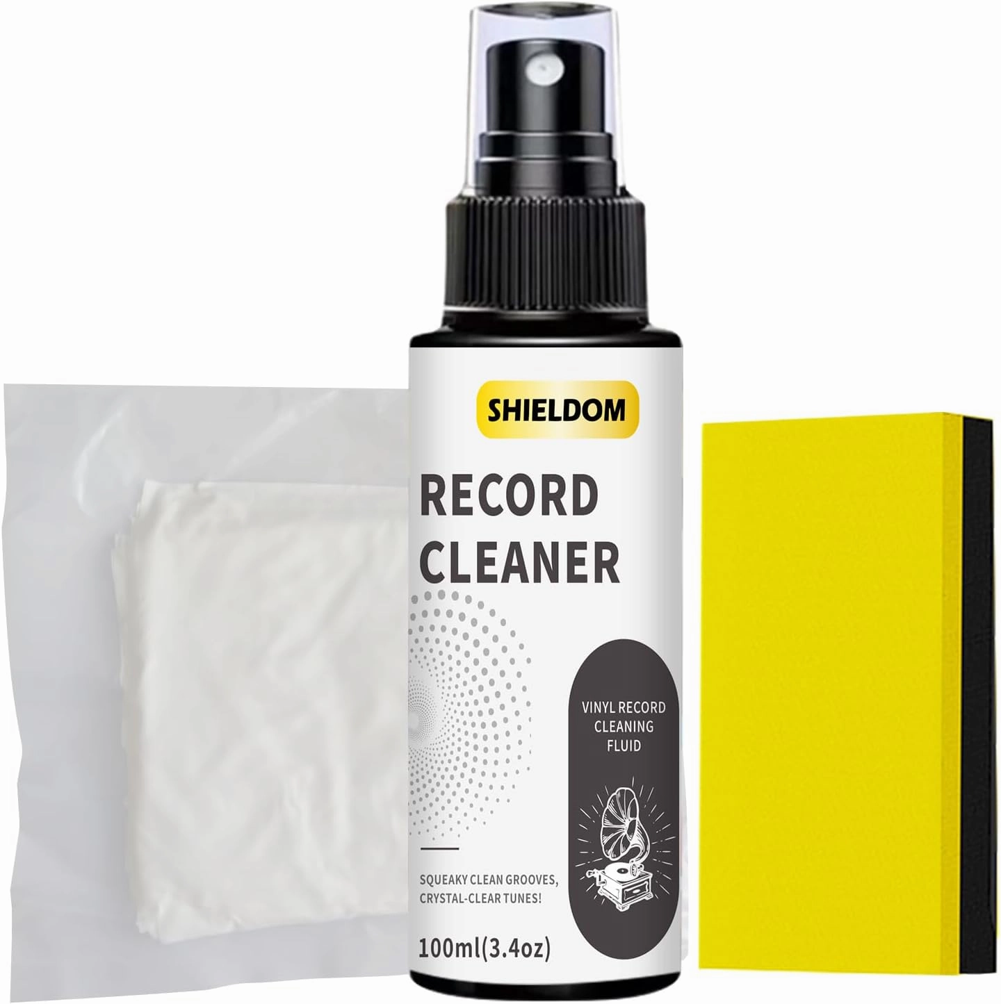 Vinyl Record Cleaning Kit Record Cleaner Solution Anti-Static Record Restorer Fluid, Portable Spray Safe for LPs Albums, Remove Dirt, Debris & Fingerprint, Improve Sound Quality 3.4oz/100ml record cleaning kit,vinyl cleaner,stylus brush set,