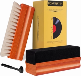 Vinyl Record Cleaning Kit-Wooden Record Cleaner Brush for Vinyl Record Player, Vinyl Record Cleaner Kit with Soft Velvet Record Brush,Goat Hair Vinyl Record Brush & Stylus Brush record cleaning kit,vinyl cleaner,stylus brush set,