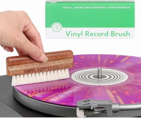 Vinyl Record Goat Hair Brush by Vinyl Supply Co. - 100% All-Natural Wood Vinyl Care Kit - Goat Hair Vinyl Record Brush, Velvet Brush Pad, & Stylus Brush Cleaner (Goat Hair Brush) record cleaning kit,vinyl cleaner,stylus brush set,