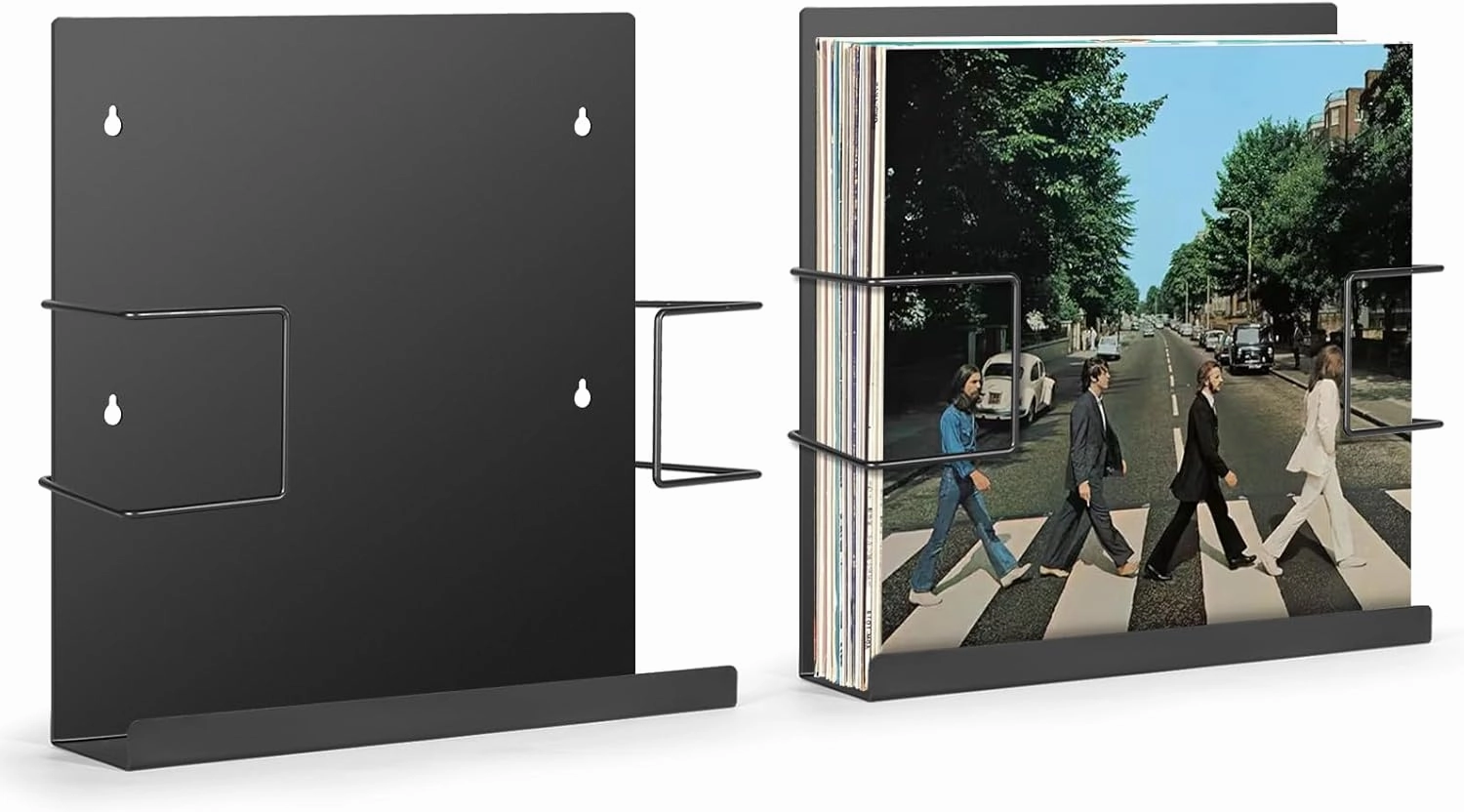 Vinyl Record Holder, 2-Pack Wall Mount Storage Shelf, Heavy Duty Metal, Fits 30 LPs, Black vinyl storage,record holder,LP organizer,