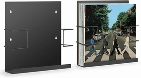 Vinyl Record Holder, 2-Pack Wall Mount Storage Shelf, Heavy Duty Metal, Fits 30 LPs, Black vinyl storage,record holder,LP organizer,