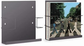 Vinyl Record Holder, 2Pack Wall Mount Vinyl Record Storage Holder, Heavy Duty Metal Vinyl Record Display Shelf, Fits 30 LP's Vinyl Records Organizer Stand, Dark Grey vinyl storage,record holder,LP organizer,
