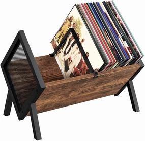 Vinyl Record Holder, Vinyl Record Storage Rack, Album Display Rack, Versatile Storage Shelf, Album Organizer, for Magazine, Files, Book, Rustic Brown Black TCW01BF vinyl storage,record holder,LP organizer,