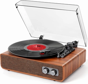 Vinyl Record Player Vintage 3 Speed Turntable Bluetooth with Upgraded Speakers, Adjustable Counterweight, Vinyl LP Player with Enhanced Sound, Aux-in & RCA Output,Light Wood balanced output player,audiophile player,hi-res digital player,