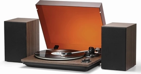 Vinyl Record Player with AT-3600L Cartridge & 60W Speakers, 2-Speed Belt-Drive Turntable, Built-in Phono Preamp, BT Output Input & AUX-in, Auto Stop phono preamp,turntable amplifier,record player preamp,