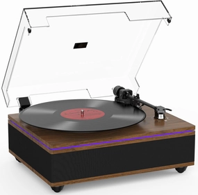 Vinyl Record Player with Built-in Stereo Speakers Bluetooth Belt-Drive Turntable High Fidelity Turntables for Vinyl Records with Magnetic Cartridge AT-3600L 2 Speed Turntable with LED Light belt-drive turntable,vinyl record player,audiophile turntable,