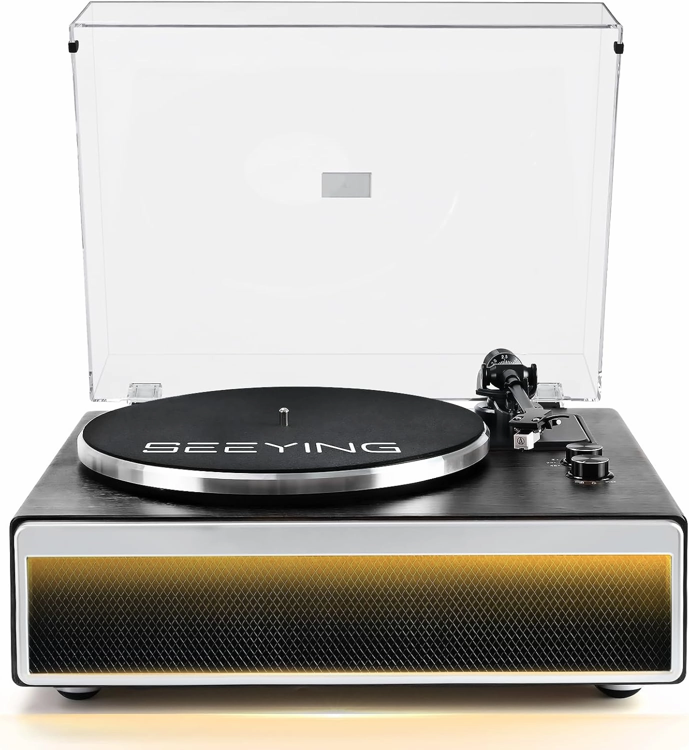 Vinyl Record Player with Built in Stereo Speakers Bluetooth Turntable for Vinyl Records with Magnetic Cartridge Belt Drive 2-Speed Hi-Fi System with Phono Preamp, Aux-in and Warm Light Design belt-drive turntable,vinyl record player,audiophile turntable,