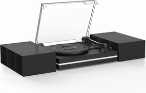 Vinyl Record Player with Dual Separate Stereo Speakers Vintage Turntable with BT Wireless Input Playback Belt Drive 3 Speed 3 Size Playback Record Player Support AUX Headphone Input RCA Out Auto Stop balanced output player,audiophile player,hi-res digital 