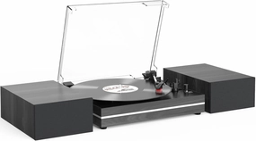 Vinyl Record Player with Dual Separate Stereo Speakers Vintage Turntable with BT Wireless Input Playback Belt Drive 3 Speed 3 Size Playback Record Player Support AUX Headphone Input RCA Out Auto Stop belt-drive turntable,vinyl record player,audiophile turn