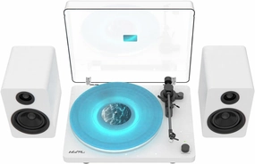 Vinyl Record Player with LED Ambient Lighting BT-Compatible Turntable with Built-in Speakers & Phono Preamp, Adjustable Counterweight, 33/45 RPM, AT-3600L Cartridge, Hi-Fi Audio System phono preamp,turntable amplifier,record player preamp,