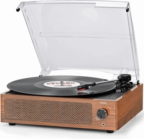Vinyl Record Player with Speakers Vintage Turntable for Vinyl Records Belt-Driven Turntable Support 3-Speed Bluetooth Playback Headphone AUX RCA Line LP Vinyl Players for Sound Enjoyment Retro Brown belt-drive turntable,vinyl record player,audiophile turnt