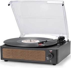 Vinyl Record Player with Speakers Vintage Turntable for Vinyls Records Belt-Driven Turn Table Support 3-Speed, Wireless Playback, Headphone, AUX-in, RCA Line LP Phonograph for Sound Enjoyment Black belt-drive turntable,vinyl record player,audiophile turnta