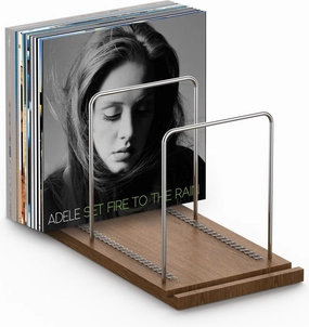 Vinyl Record Stand, Record Collection Holder, Solid Walnut Record Organizer with Now Playing Record Stand, Vinyl Holder for Record Display, Storage Over 70 Albums with Anti-scratch Pads vinyl accessories,turntable parts,record player tools,