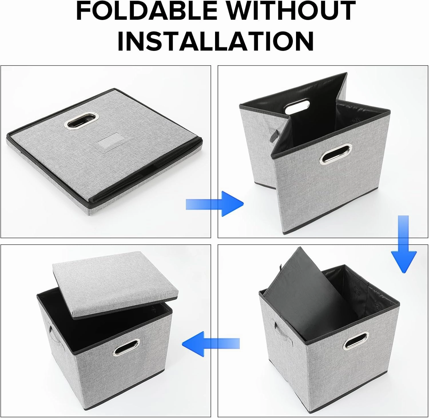 Vinyl Record Storage Box Hold 100  12" Albums Stackable LP Storage Bin with Lid Record Holder Protect Albums, CDs, Books, Magzine, Files