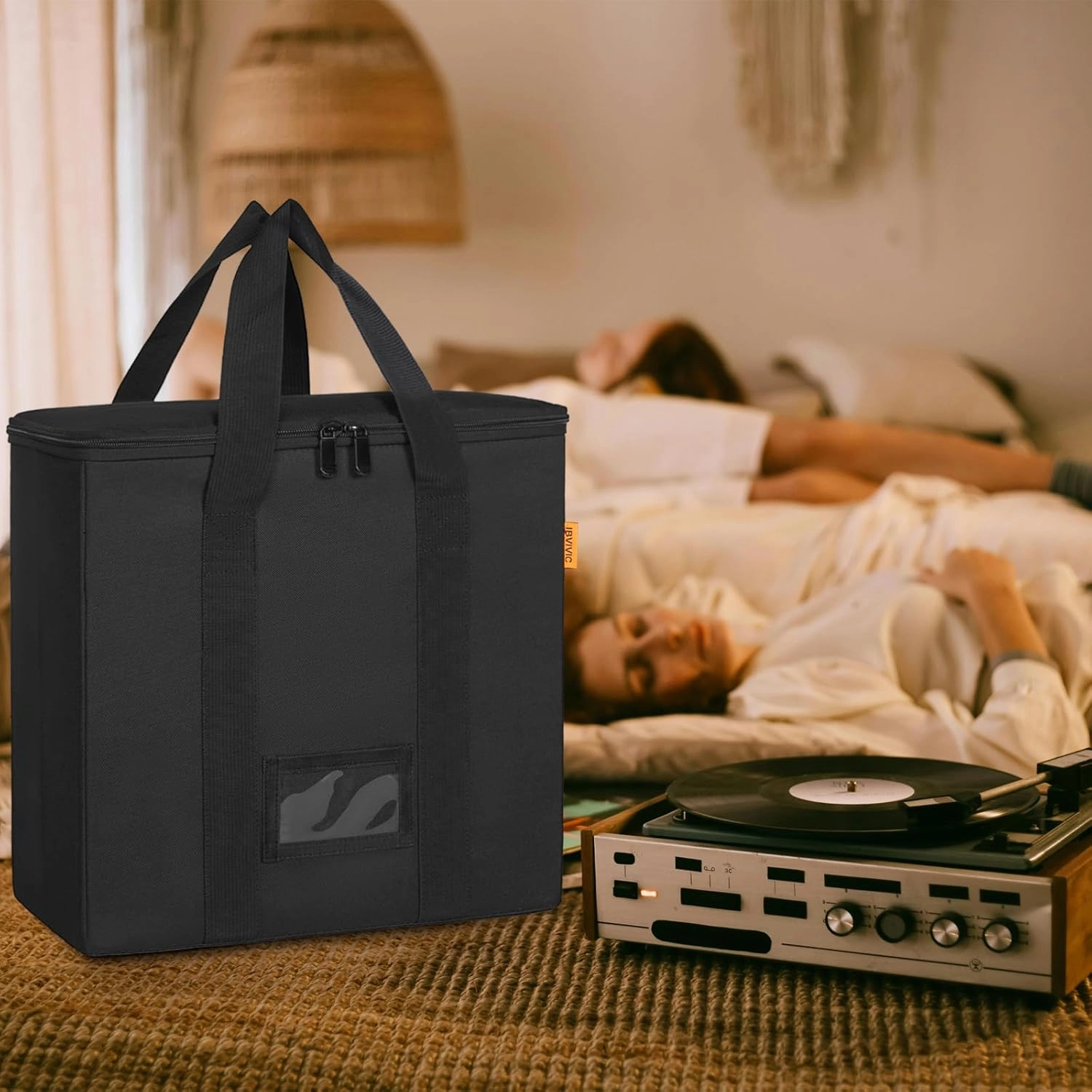 Vinyl Record Storage Box with Lids and Handle Vinyl Album Storage Case Bag for 12 inch LP